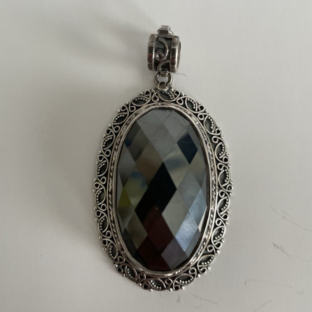 Sterling Silver Hematite Large Pendant